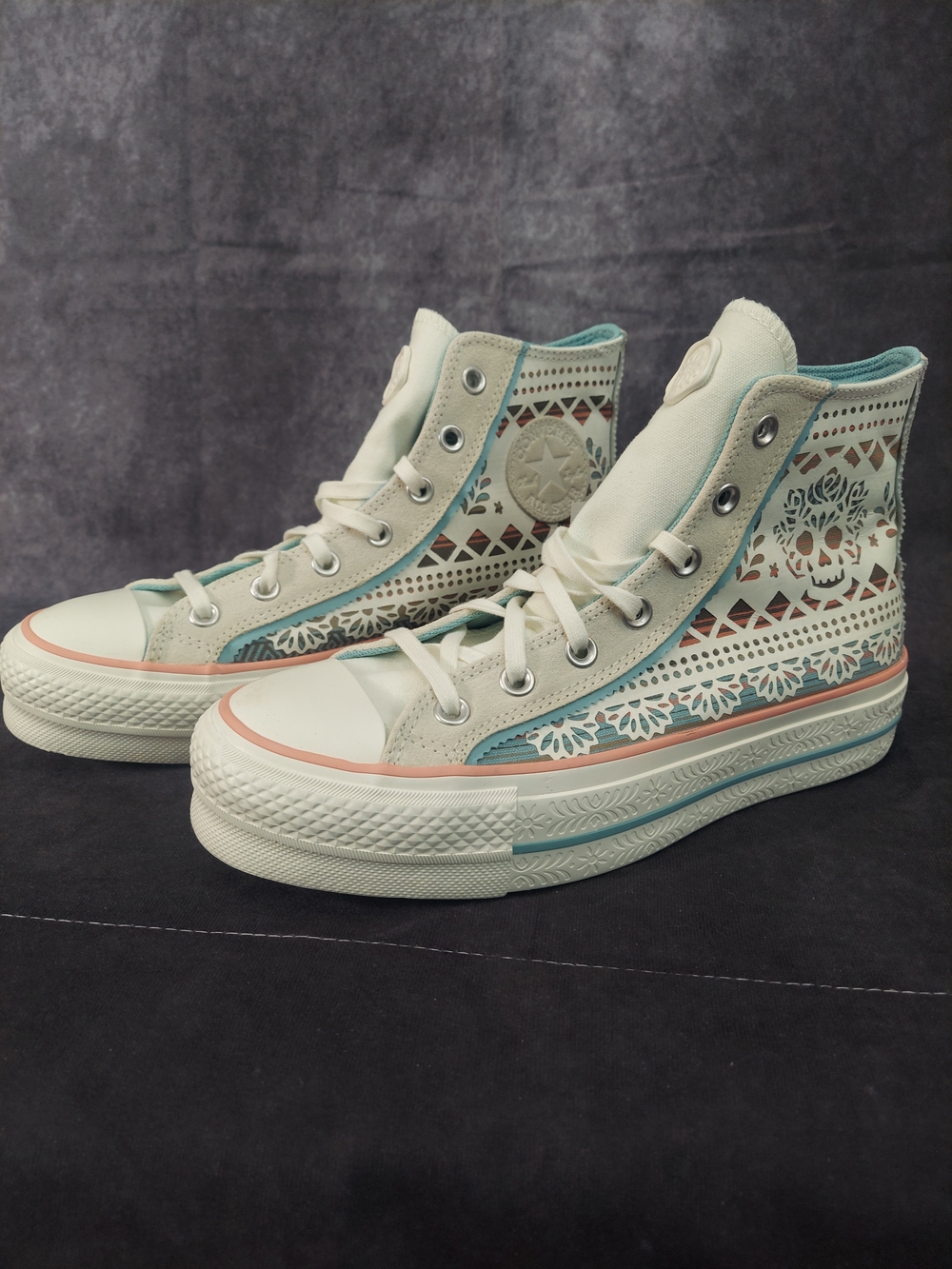 Converse Chuck Taylor Lift Platform Dia De Muertos Skull High Top Womens 9 NWT